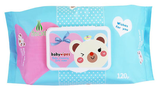 120 Sheets Blue Bear Baby Cleansing Soft Wipes, OEM,Private Label Available