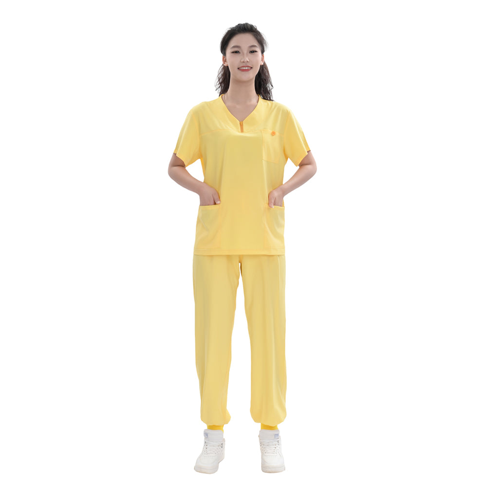 Unisex Yellow TR Medical Scrub Set,Private Logo,OEM