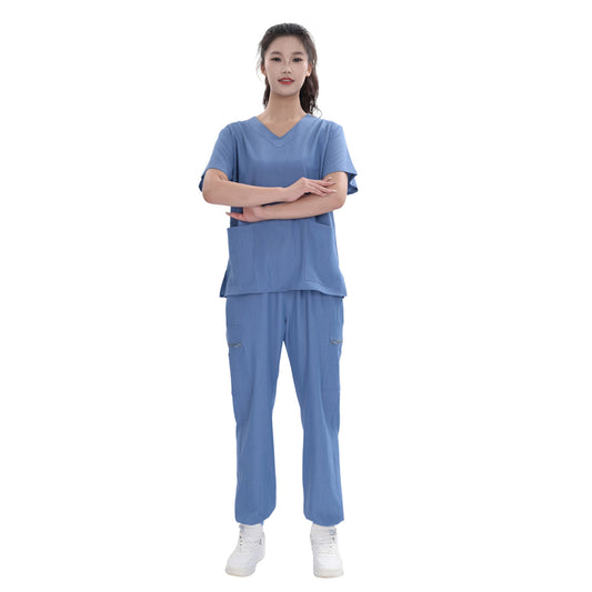 Unisex Royal Blue TR Four-way Stretch Medical Scrub Set,Private Logo,OEM