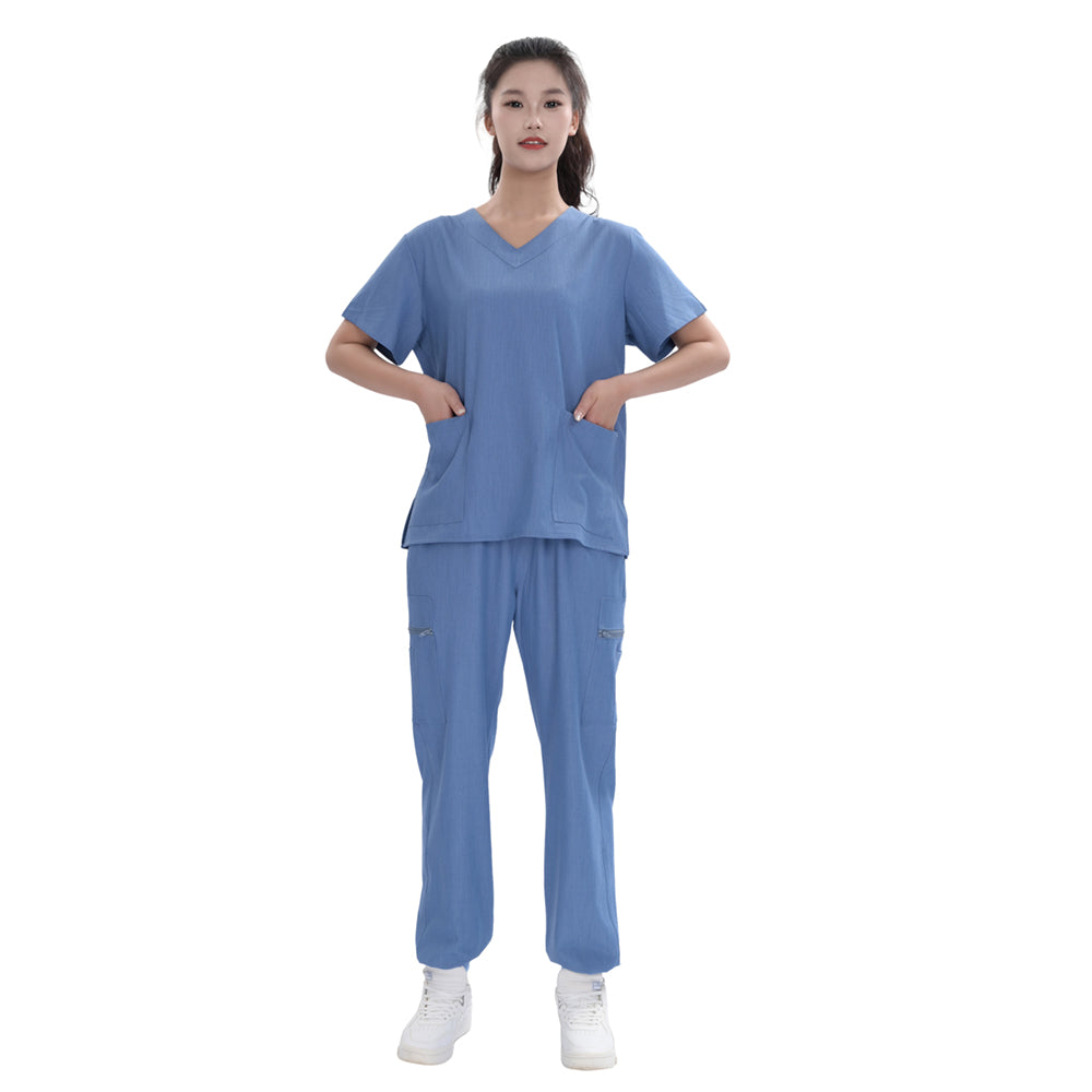 Unisex Royal Blue TR Four-way Stretch Medical Scrub Set,Private Logo,OEM