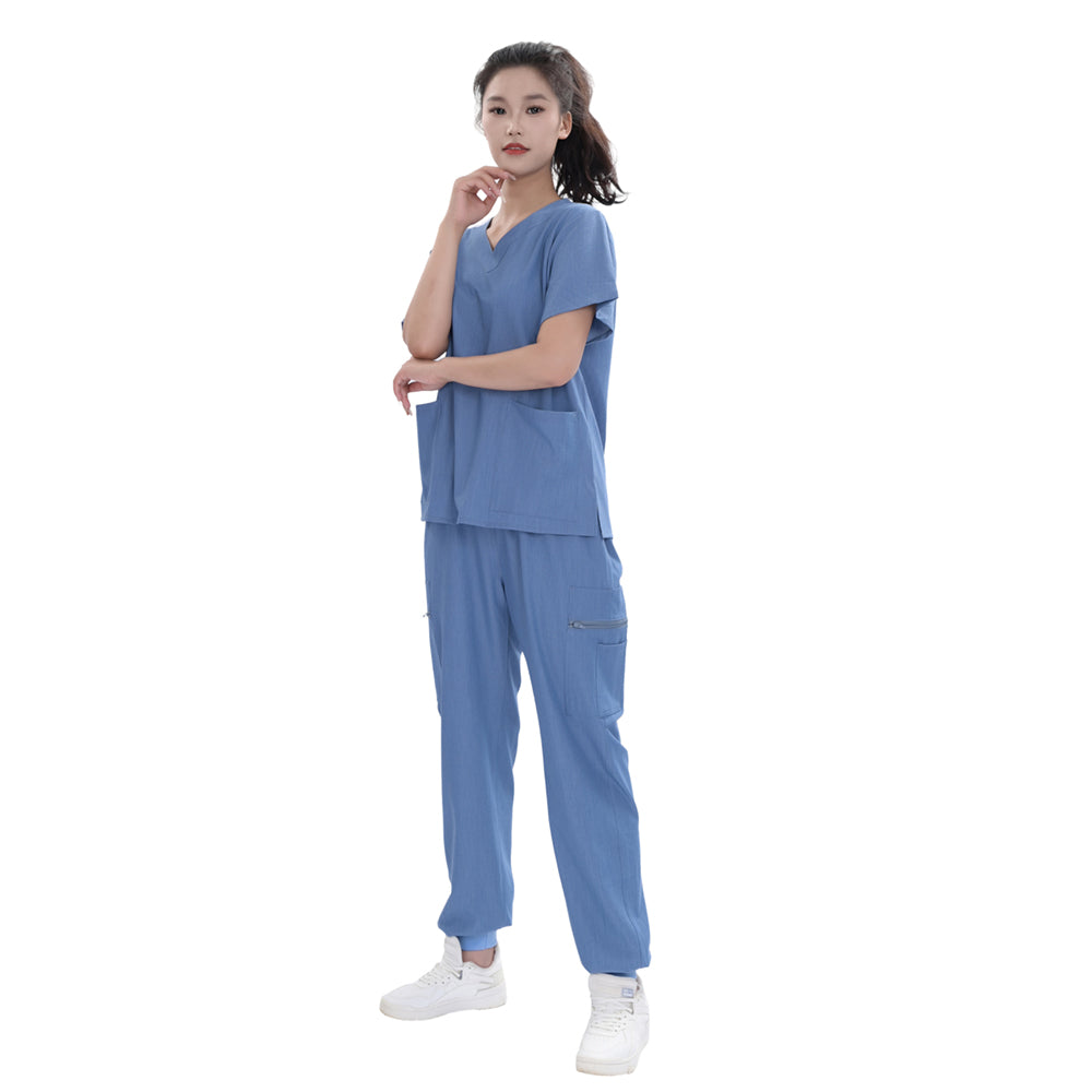 Unisex Royal Blue TR Four-way Stretch Medical Scrub Set,Private Logo,OEM