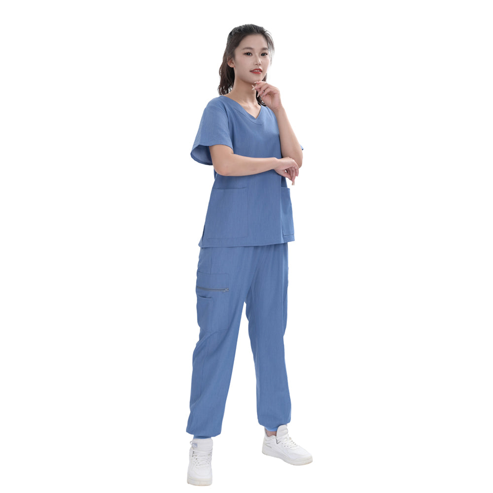 Unisex Royal Blue TR Four-way Stretch Medical Scrub Set,Private Logo,OEM