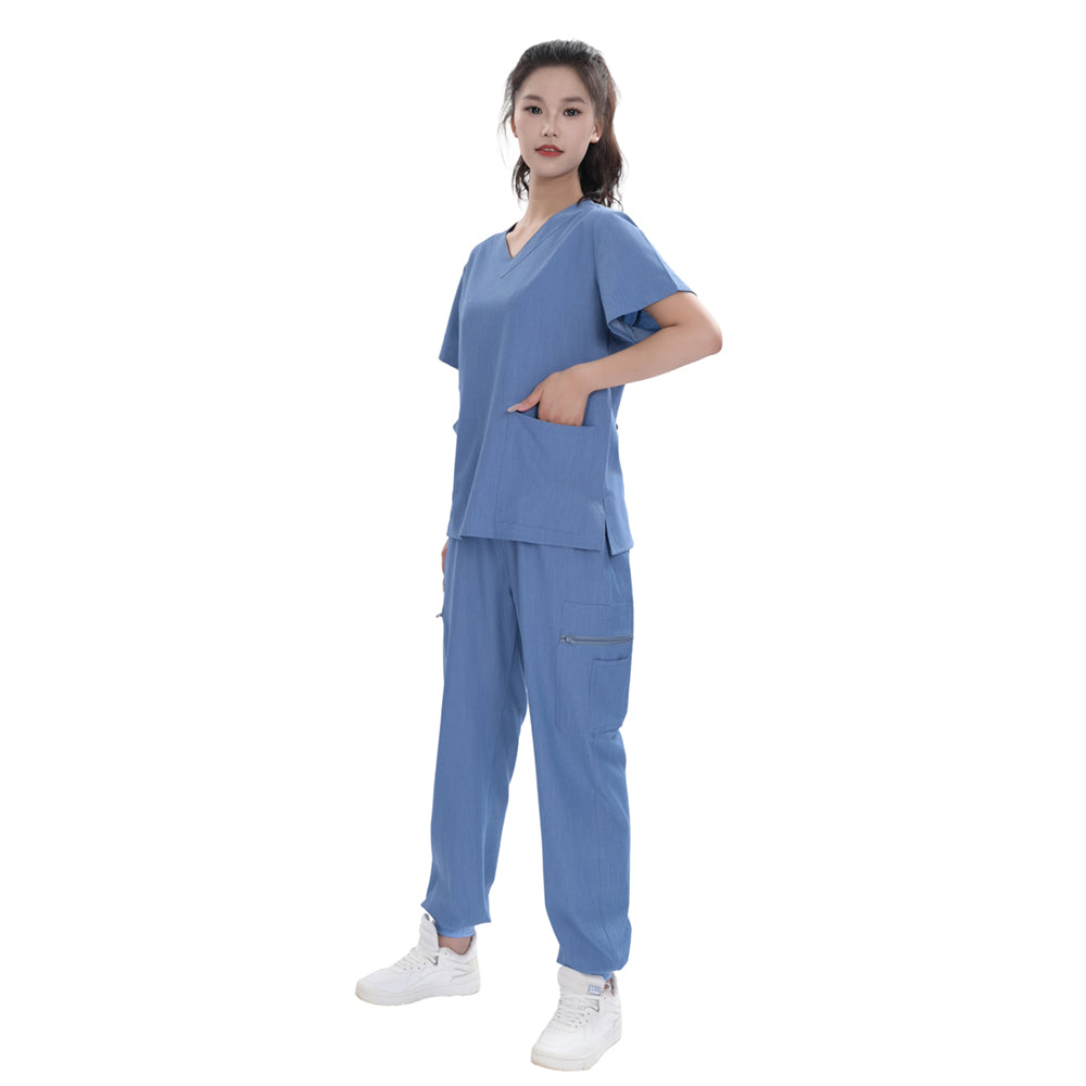 Unisex Royal Blue TR Four-way Stretch Medical Scrub Set,Private Logo,OEM