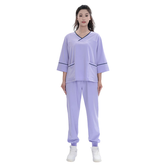 Unisex Lavender TR Four-way Stretch Medical Scrub Set,Private Logo,OEM