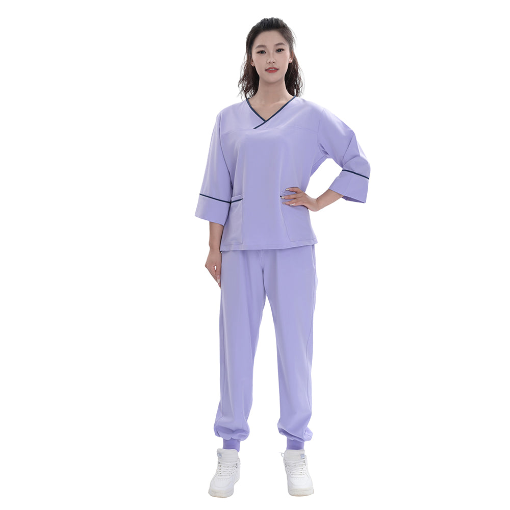 Unisex Lavender TR Four-way Stretch Medical Scrub Set,Private Logo,OEM