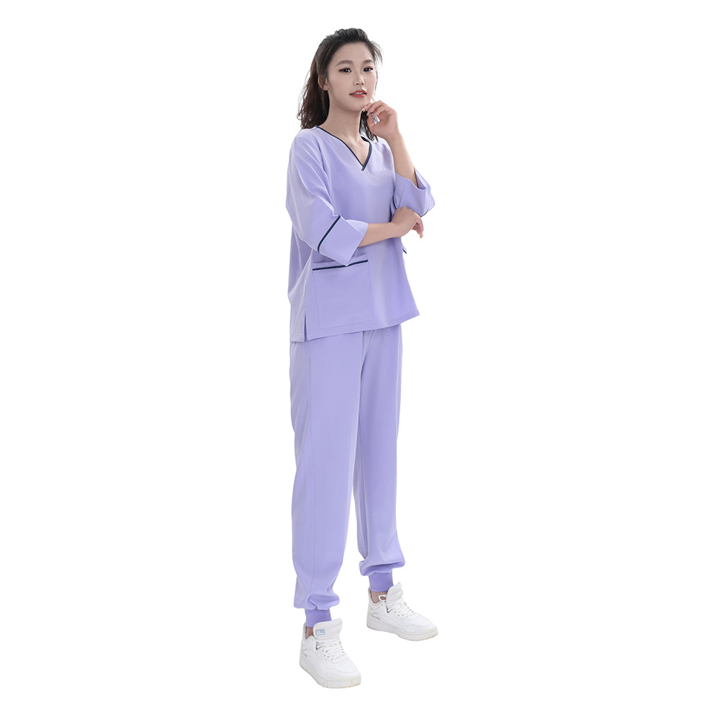 Unisex Lavender TR Four-way Stretch Medical Scrub Set,Private Logo,OEM