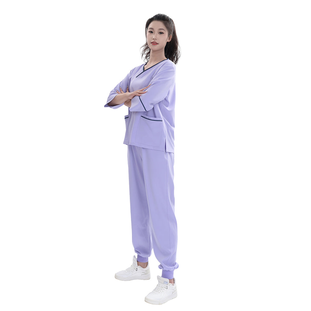 Unisex Lavender TR Four-way Stretch Medical Scrub Set,Private Logo,OEM
