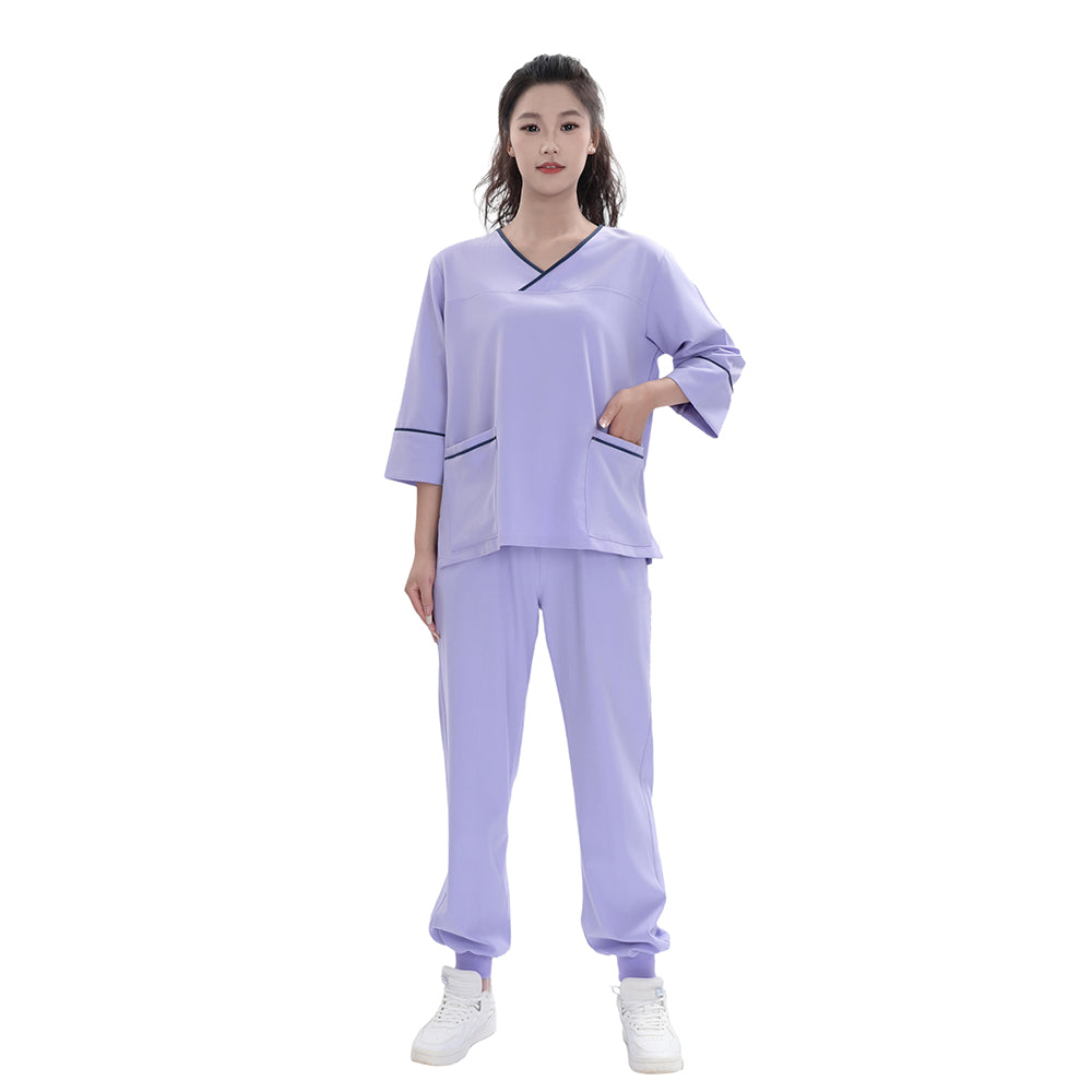 Unisex Lavender TR Four-way Stretch Medical Scrub Set,Private Logo,OEM