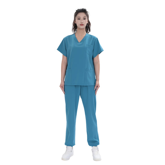 Unisex Storm Blue TR Four-way Stretch Medical Scrub Set,Private Logo,OEM