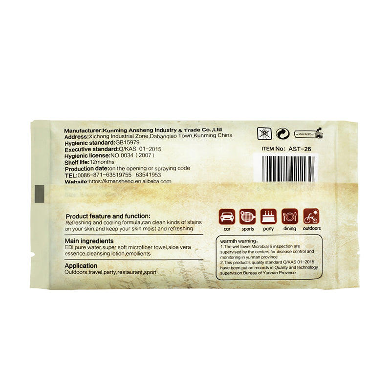 Eiffel Tower Disposable Gold-Edge Microfiber, Johnson's Scent Wet Towel /OEM & Private Label