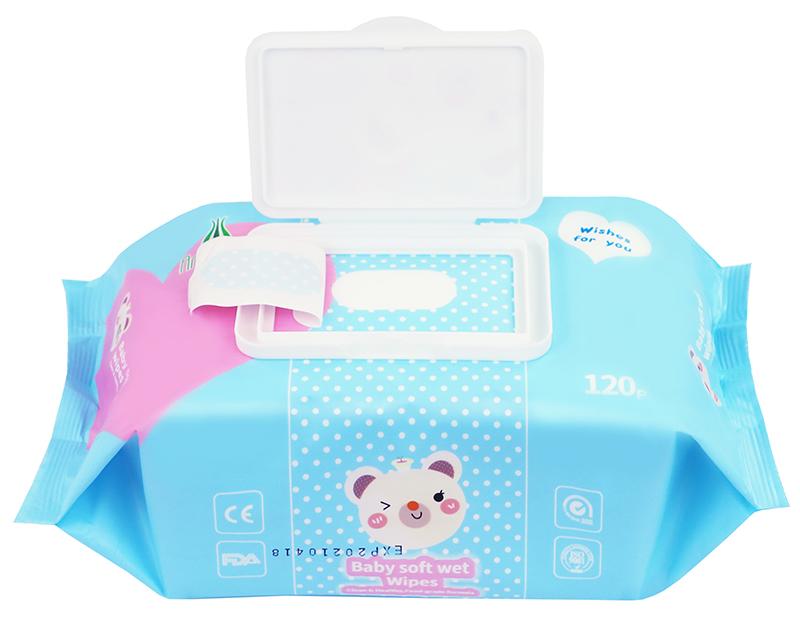 120 Sheets Blue Bear Baby Cleansing Soft Wipes, OEM,Private Label Available