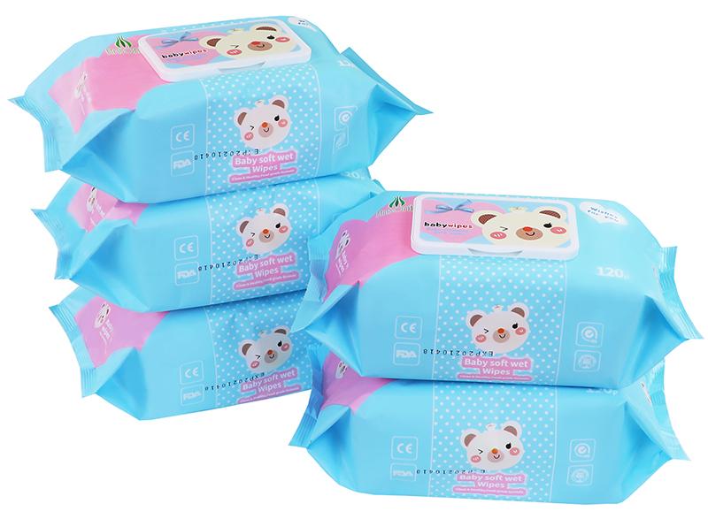 120 Sheets Blue Bear Baby Cleansing Soft Wipes, OEM,Private Label Available