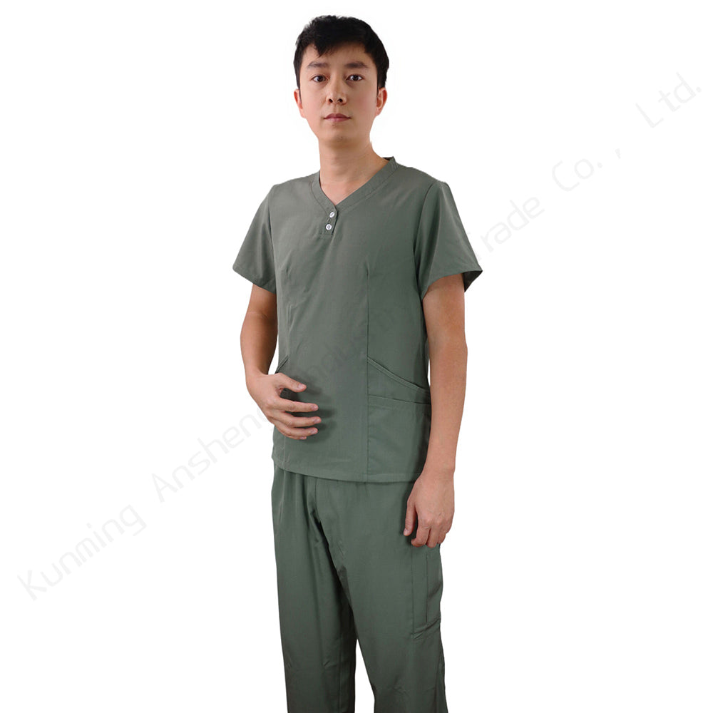 Unisex Medical Scrub Set – 4-Way Stretch Fabric Army Green OEM & private logo