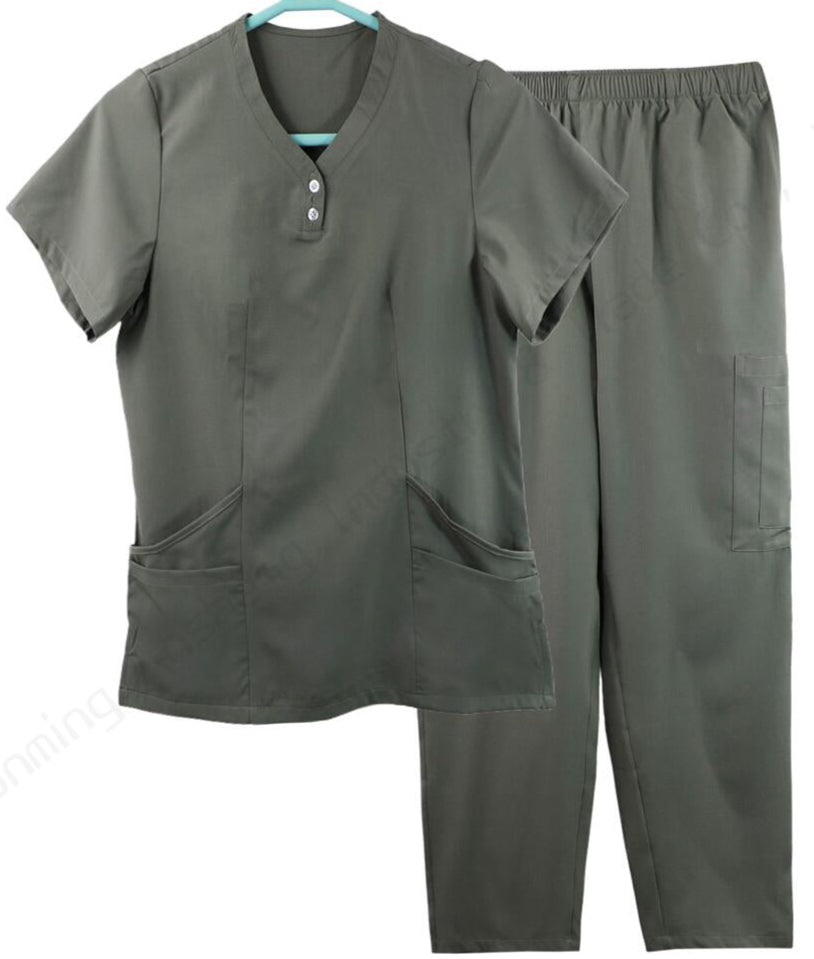 Unisex Medical Scrub Set – 4-Way Stretch Fabric Army Green OEM & private logo