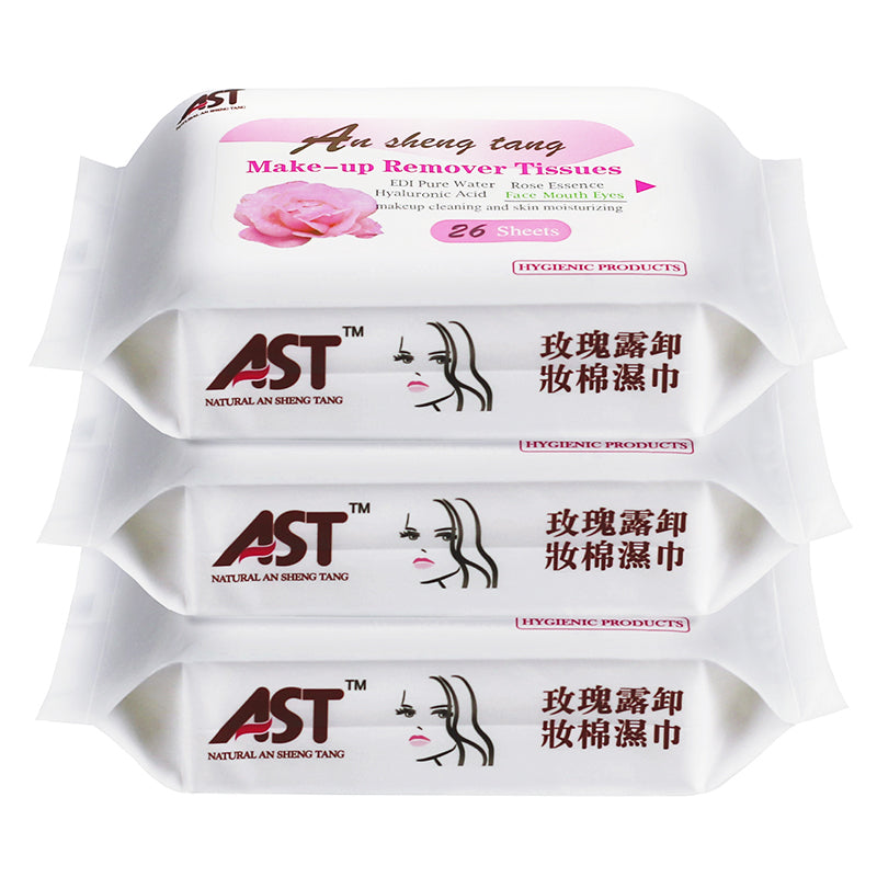 OEM/ODM Rose Essence + Hyaluronic Acid Makeup Remover 26 Sheets Tissues