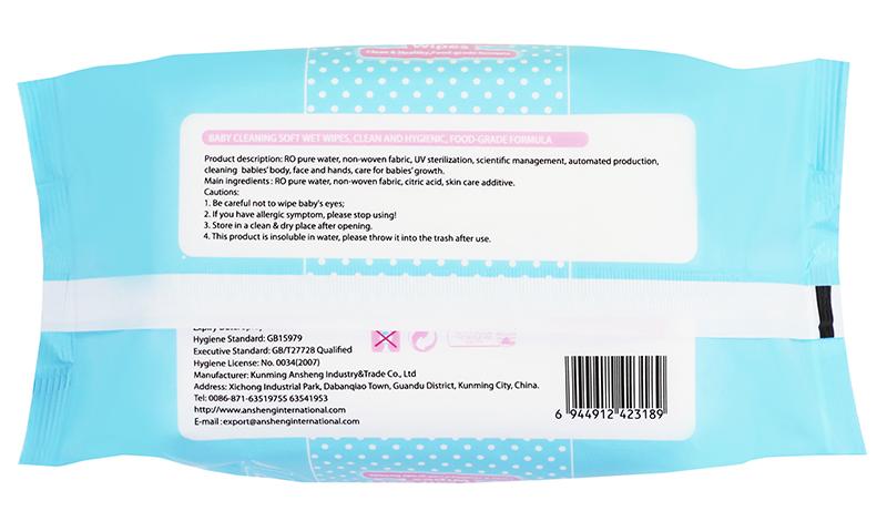 120 Sheets Blue Bear Baby Cleansing Soft Wipes, OEM,Private Label Available