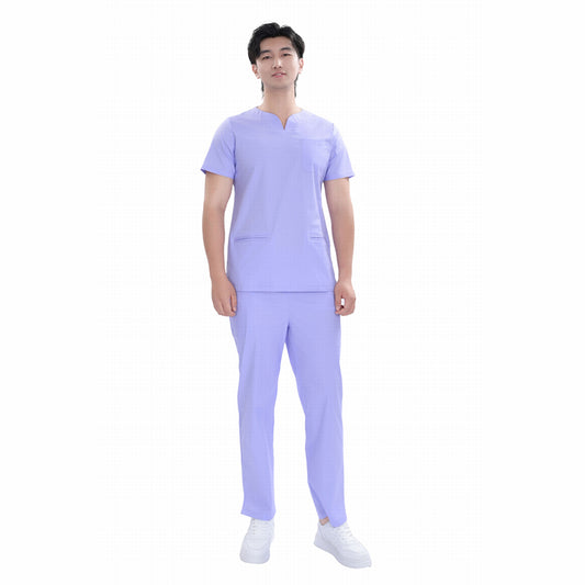 Unisex Purple TC Weft Stretch Medical Scrub Short Sleeve Set,Private logo,OEM
