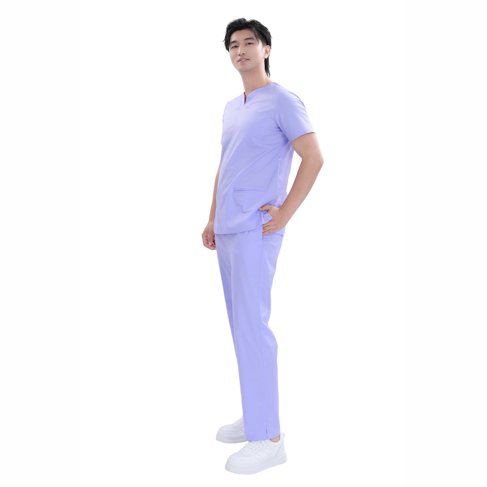 Unisex Purple TC Weft Stretch Medical Scrub Short Sleeve Set,Private logo,OEM