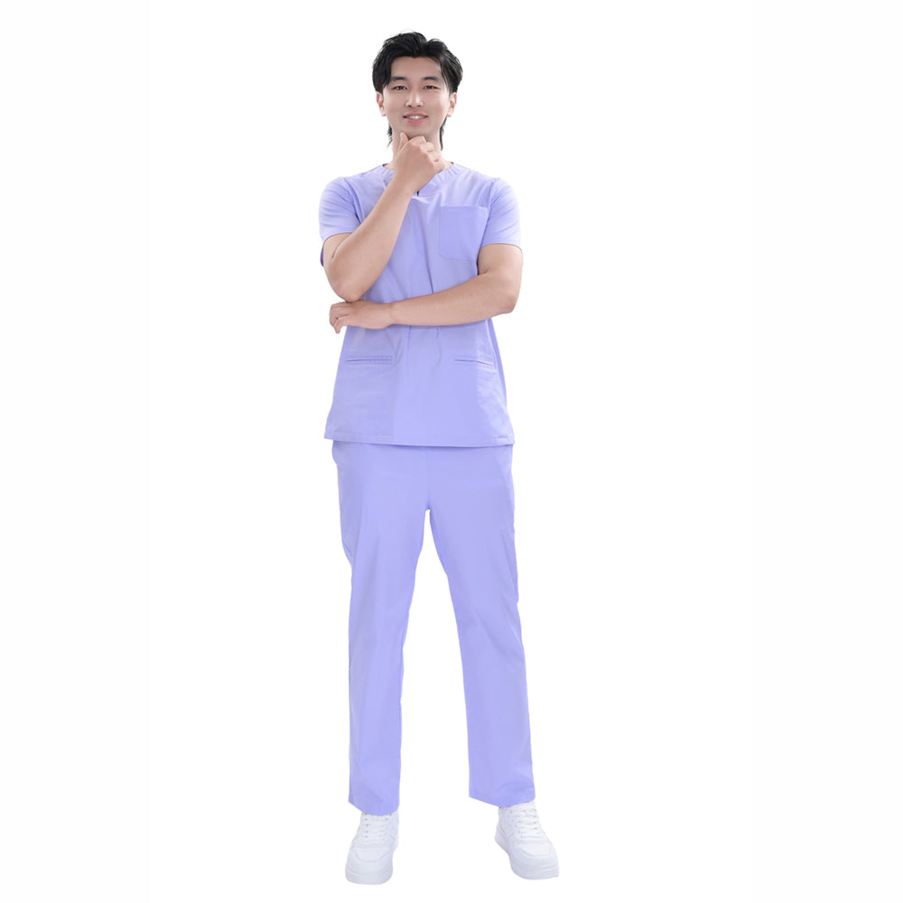 Unisex Purple TC Weft Stretch Medical Scrub Short Sleeve Set,Private logo,OEM