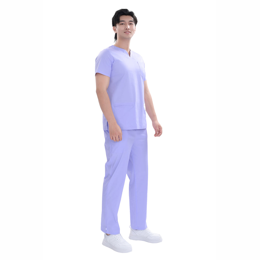 Unisex Purple TC Weft Stretch Medical Scrub Short Sleeve Set,Private logo,OEM