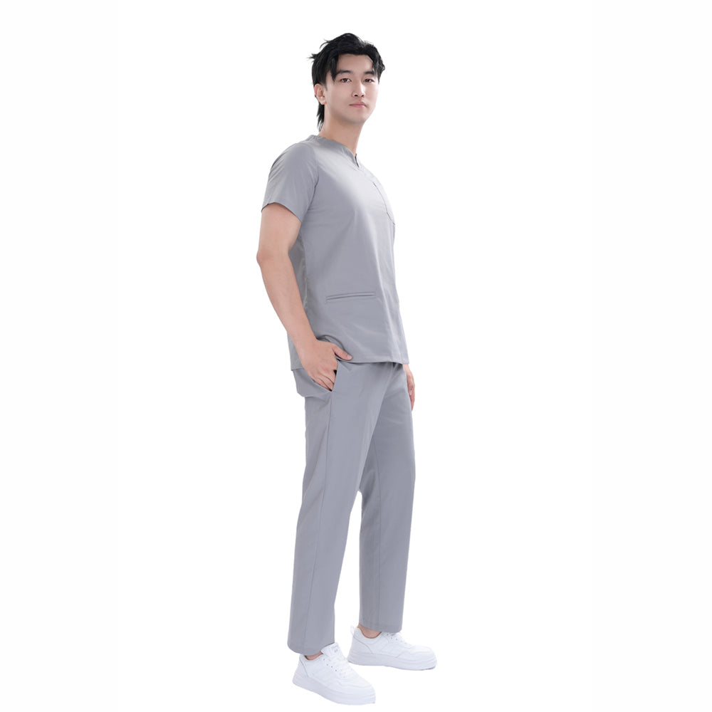 Unisex Grey TC Fabric Medical Scrub Short Sleeve Set,Private logo,OEM