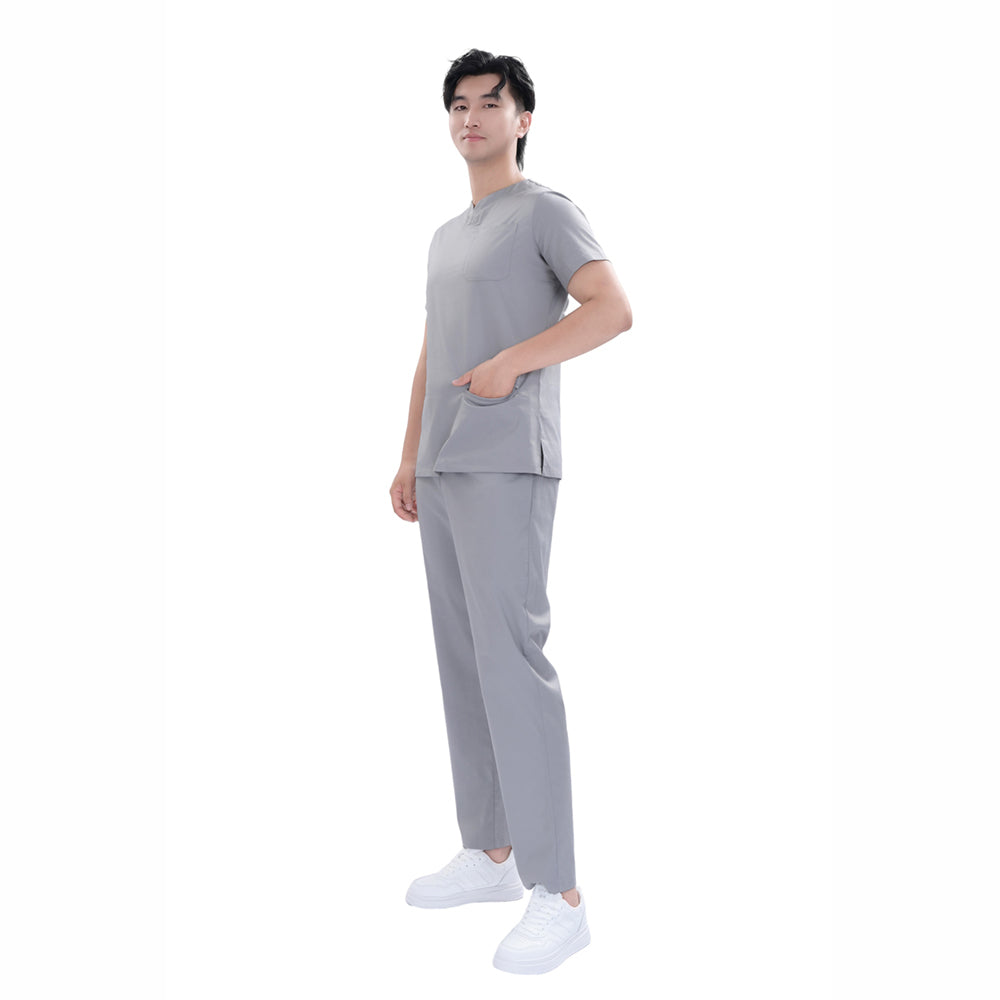 Unisex Grey TC Fabric Medical Scrub Short Sleeve Set,Private logo,OEM