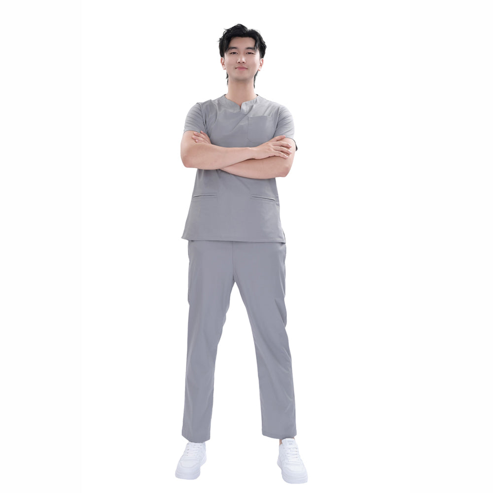 Unisex Grey TC Fabric Medical Scrub Short Sleeve Set,Private logo,OEM