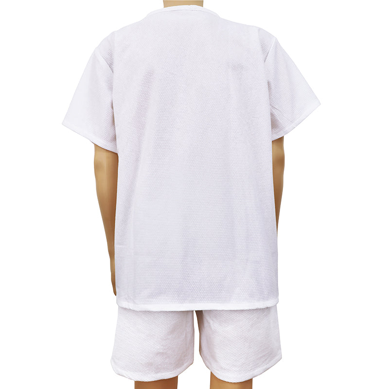 Tie-Front Disposable Two-Piece Bathrobe Set – V-Neck Top with Adjustable Waist and Shorts
