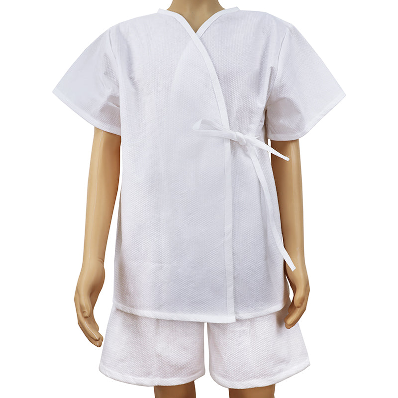 Tie-Front Disposable Two-Piece Bathrobe Set – V-Neck Top with Adjustable Waist and Shorts