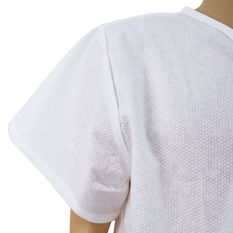 Tie-Front Disposable Two-Piece Bathrobe Set – V-Neck Top with Adjustable Waist and Shorts