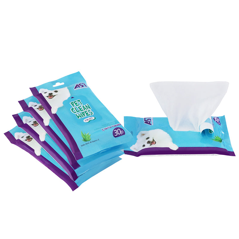 AST Pet Cleaning Wipes – 30pcs (Vanilla Fragrance, with Aloe Vera & Vitamin E)