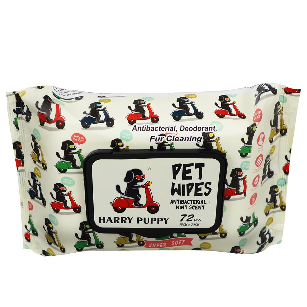 HARRY PUPPY Antibacterial Pet Wipes – 72pcs Mint Scent | Super Soft, Fur-Friendly Wipes