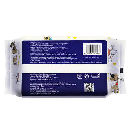 Gentle & Effective Cleaning 100 pcs pet soft wipes for Pets
