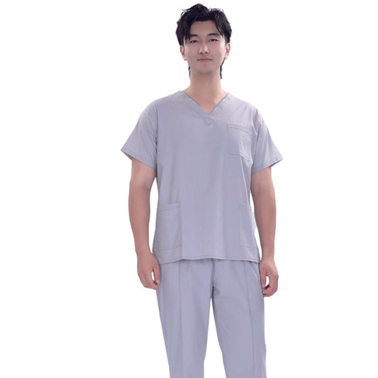 Unisex Light Gray TC Medical Scrub Set | OEM / Private Label | Custom Hospital Uniforms
