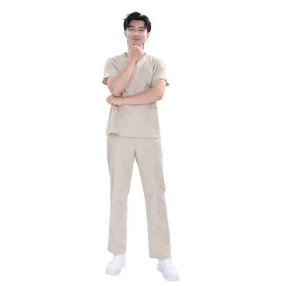Unisex Beige TR Weft Stretch Medical Scrub Set,Private Logo,OEM
