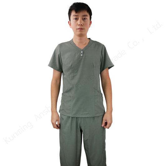 Unisex Medical Scrub Set – 4-Way Stretch Fabric Army Green OEM & private logo