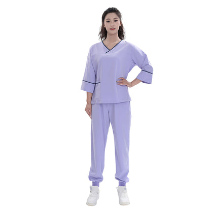 Unisex Lavender TR Four-way Stretch Medical Scrub Set,Private Logo,OEM