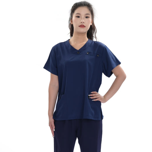 Custom Unisex Polyester 4-way Stretch Medical Scrub Top,Private Logo,OEM Service