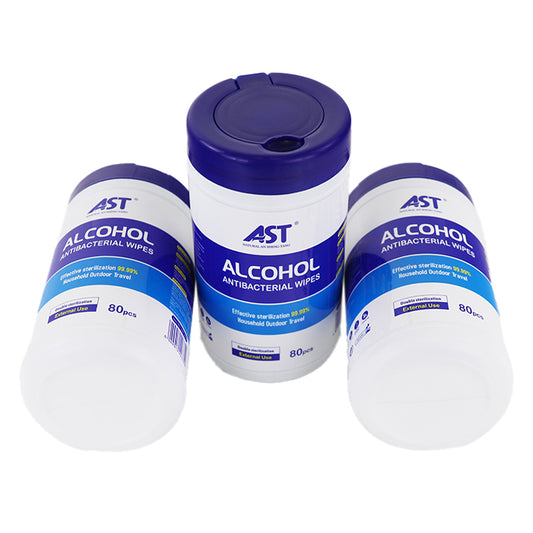 80 Sheets Alcohol Wet Wipes in Canister | 80gsm Straight-Grain Non-woven | 15x18cm | Multipurpose Cleaning Wipes
