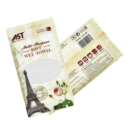 Eiffel Tower Disposable Gold-Edge Microfiber, Johnson's Scent Wet Towel /OEM & Private Label