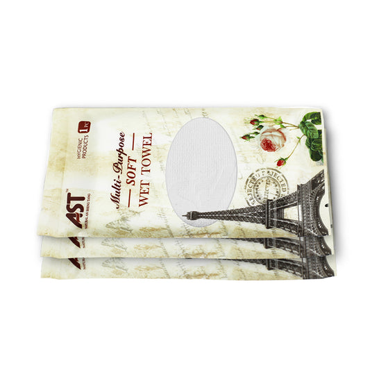 Eiffel Tower Disposable Gold-Edge Microfiber, Johnson's Scent Wet Towel /OEM & Private Label