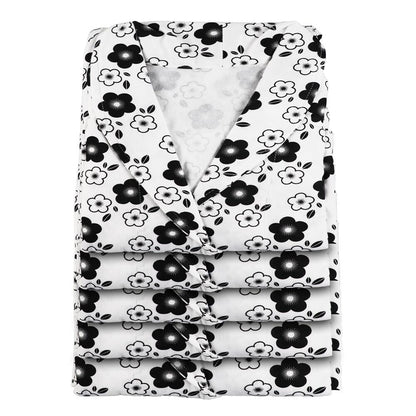 Wholesale Disposable Bathrobes for Men – Black & White Floral Print | OEM & ODM Nonwoven Spa Robes Supplier