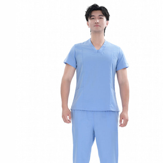 Unisex Blue TR Weft Stretch Medical Scrub Short Sleeve Set,Private logo,OEM