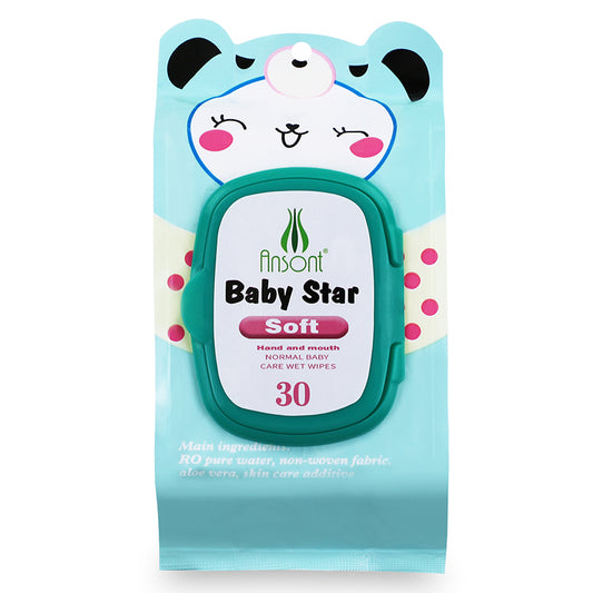 AST Baby Star Soft Wipes – 30‑Count | 40gsm T‑Pattern Spunlace | OEM ODM private label
