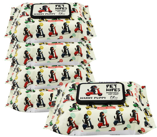 HARRYPUPPYAntibacterialPetWipes_72pcsMintScentSuperSoft_Fur-FriendlyWipes