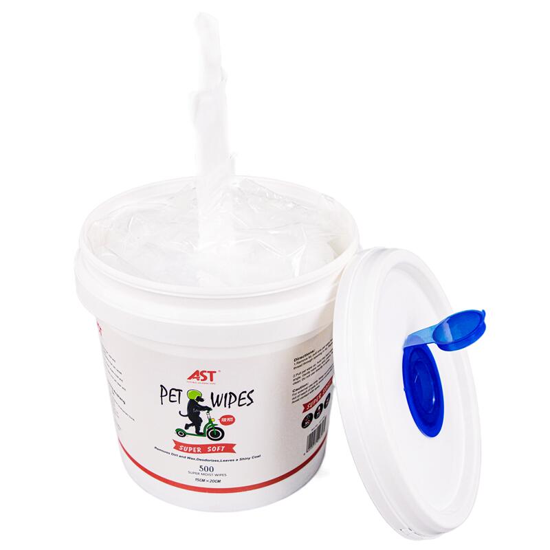 OEM/ODM Private Label AST 500 Sheets Jumbo Pet Wipes Bulk Canister for Dogs & Cats