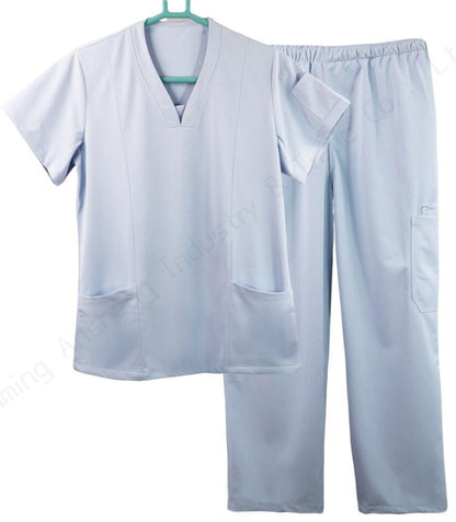 Unisex Medical Scrub Set 4-Way Stretch Breathable Hospital Uniforms Light Blue,OEM & private logo