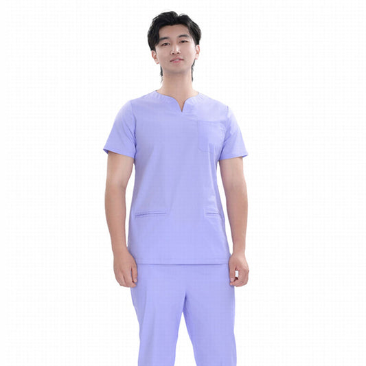 Unisex Purple TC Weft Stretch Medical Scrub Short Sleeve Set,Private logo,OEM