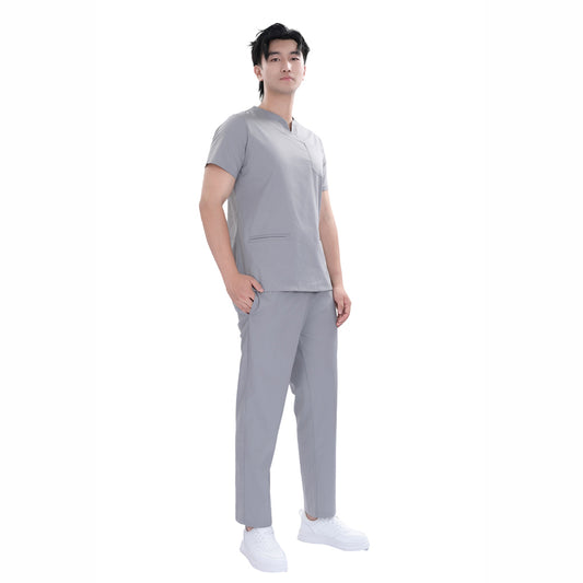 Unisex Grey TC Fabric Medical Scrub Short Sleeve Set,Private logo,OEM