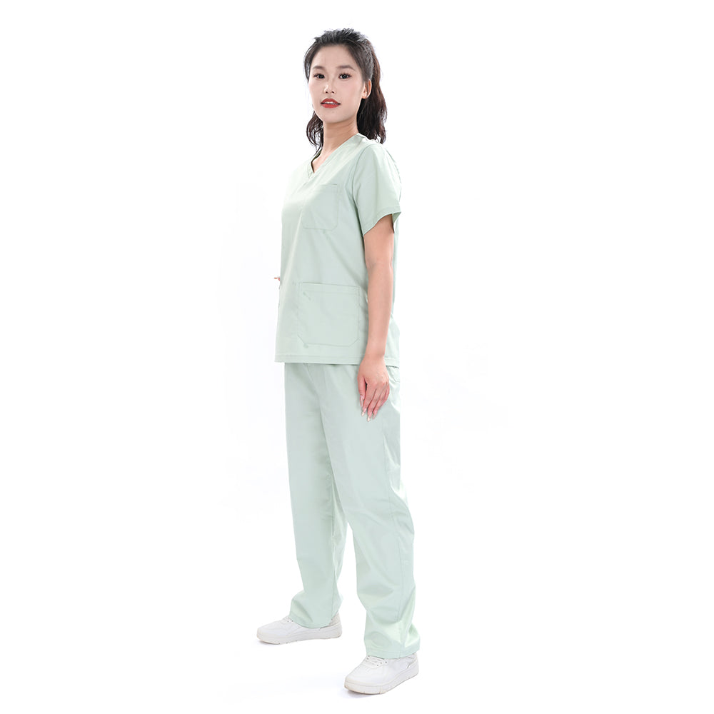 Unisex Light Green TR Weft Stretch Medical Scrub Set,Private Logo,OEM 6